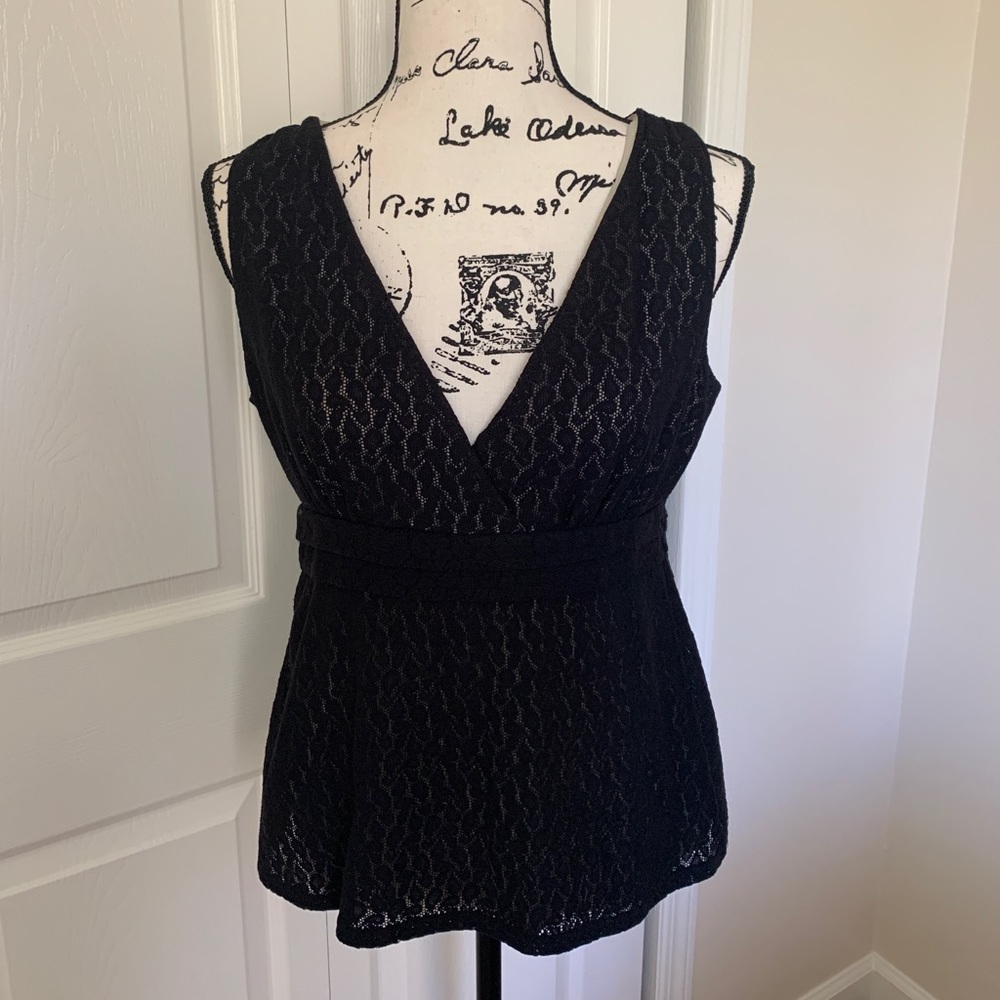 Michael Kors Black Lace V-Neck Tank
